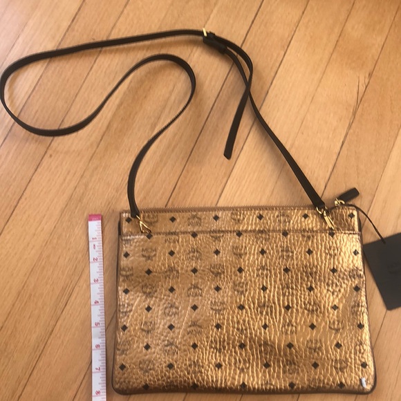 MCM Gold Leather Crossbody NWT - Picture 1 of 10